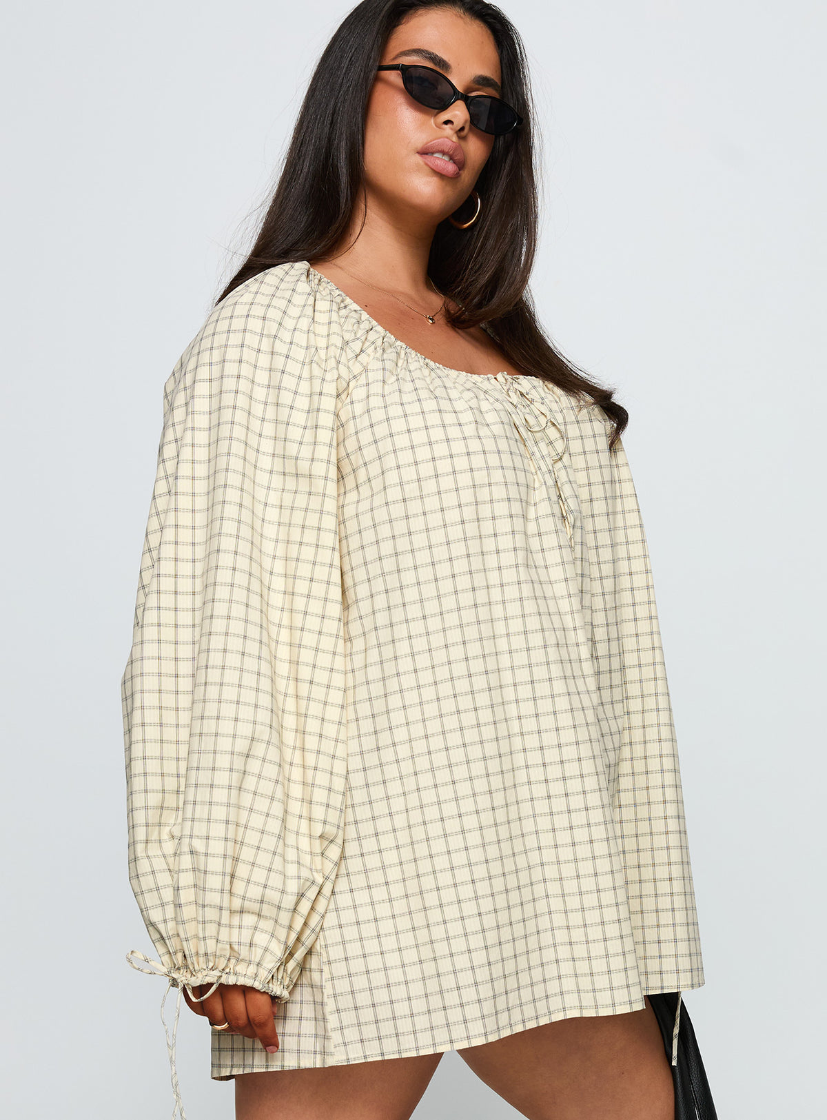 Preacher Playsuit White Check Curve