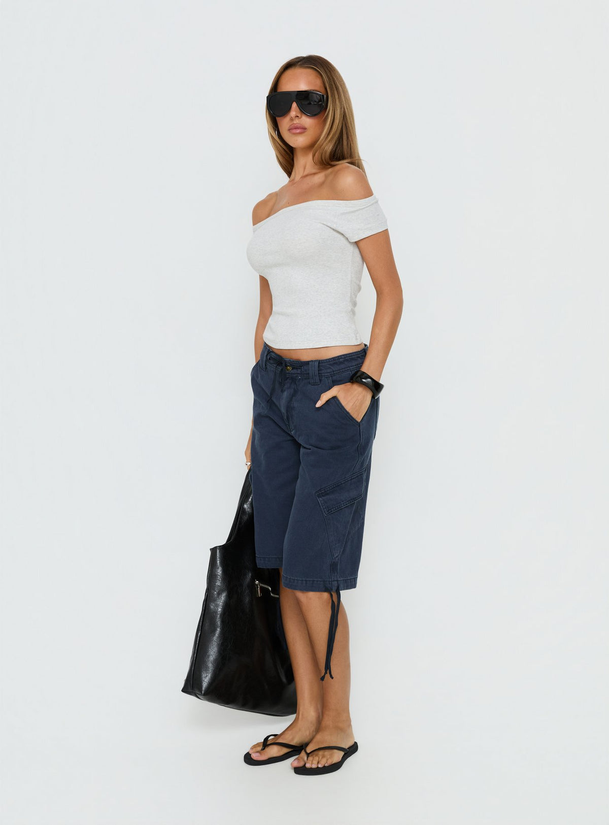 Apres Tie Waist Jorts Navy
