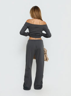 Styled Rylan Low Rise Joggers Grey womens-regular-pants with low-rise waist back view of model wearing
