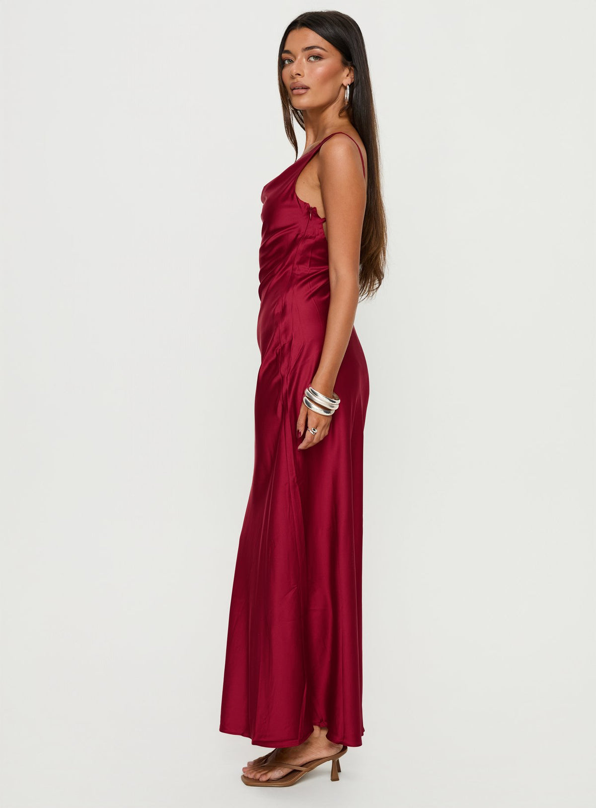 Silah Cowl Neck Maxi Dress Red