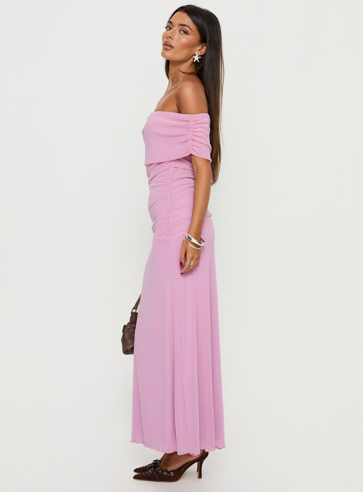 Penelopa Off Shoulder Maxi Dress Pink