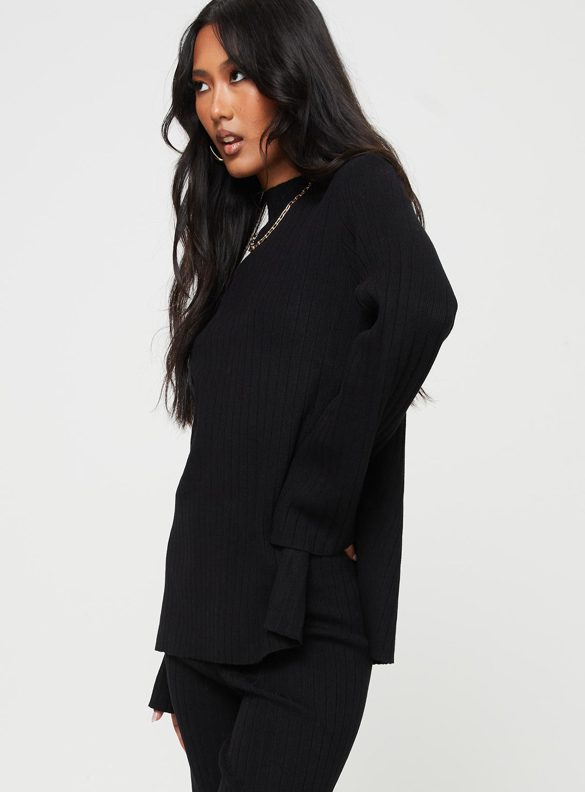 product Allen Ribbed Sweater Black Princess Polly  Long 