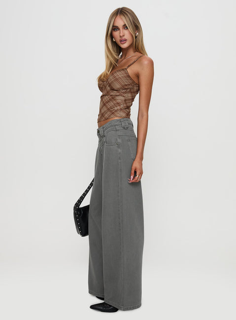 West Side Mid Rise Wide Leg Jeans Grey Wash Mid Rise Jeans Jeans 