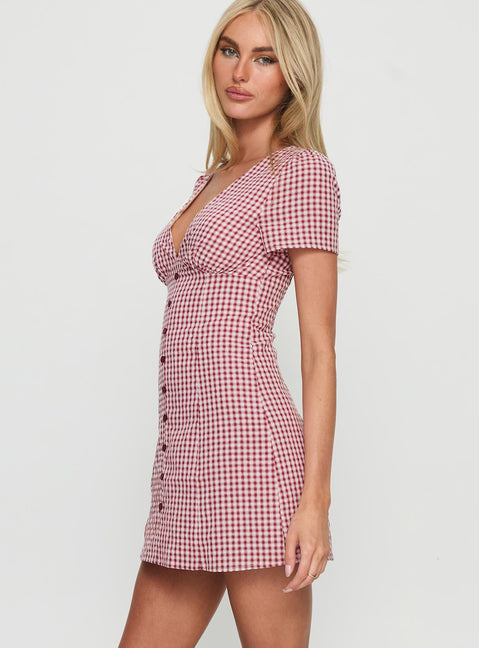 Loveliness Playsuit Red Check Petite
