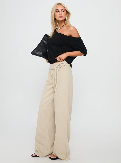 front view of model wearing Princess Polly Boxie Mid Rise Wide Leg Jeans Washed Green Mid Rise Jeans 
