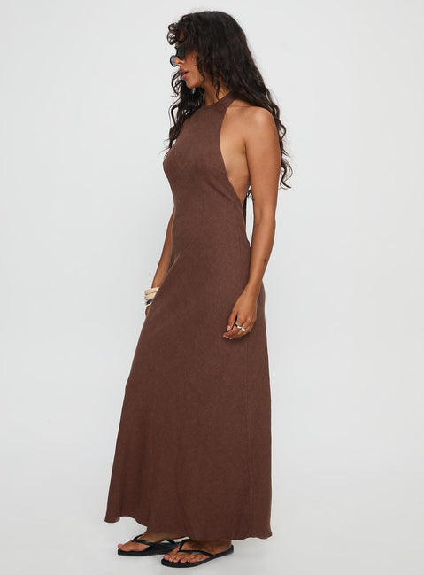 Annetta Halter Maxi Dress Chocolate