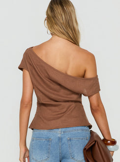 Seasons Change Relaxed Off Shoulder Top Mocha