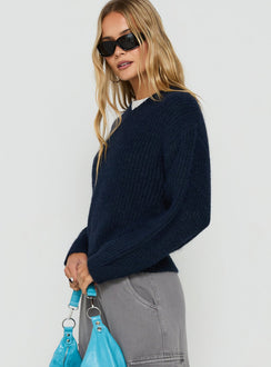 Zoelina Knit V Neck Sweater Navy