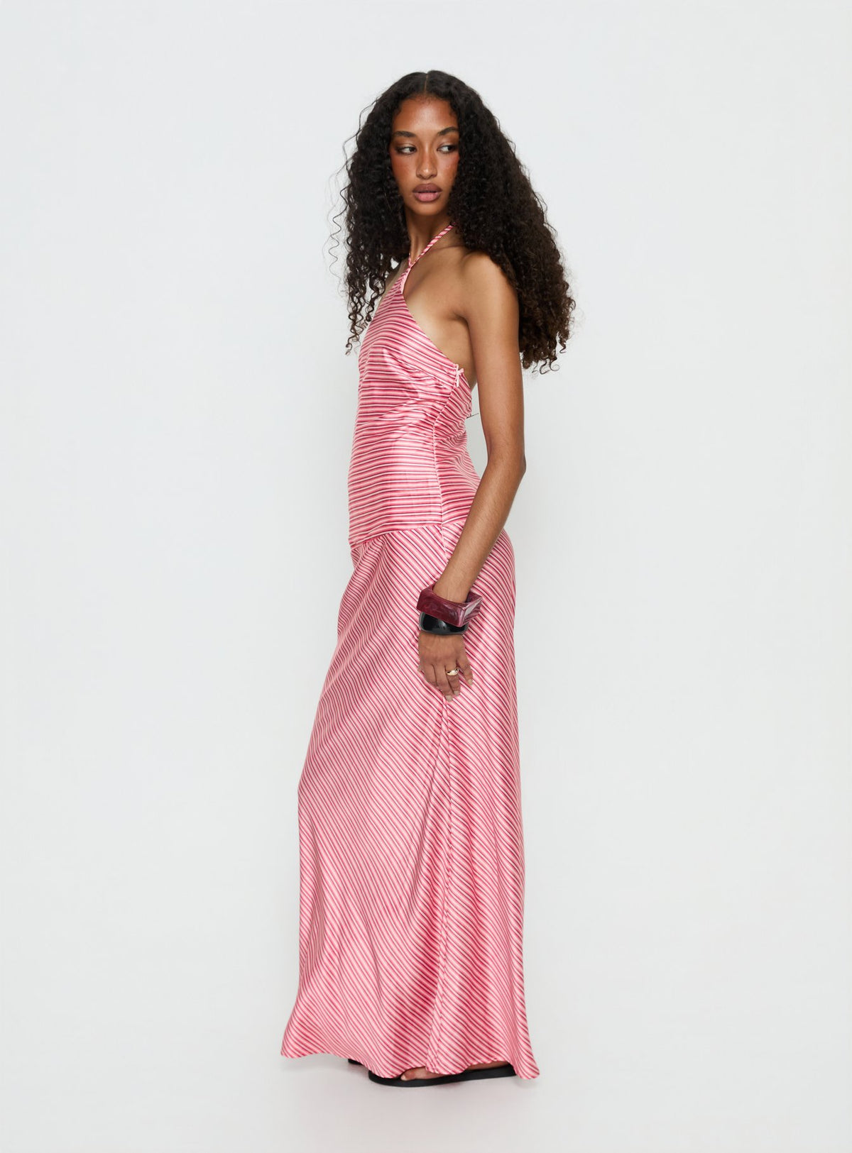 Bellamissimo Halter Maxi Dress Pink Stripe