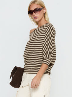 Keyes 3/4 Sleeve Off Shoulder Top Multi Stripe