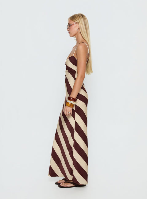 Rhodie Scoop Maxi Dress Brown / Cream Stripe