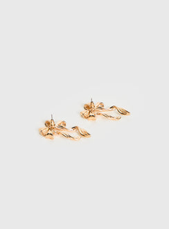 Keep A Secret Bow Earrings Gold