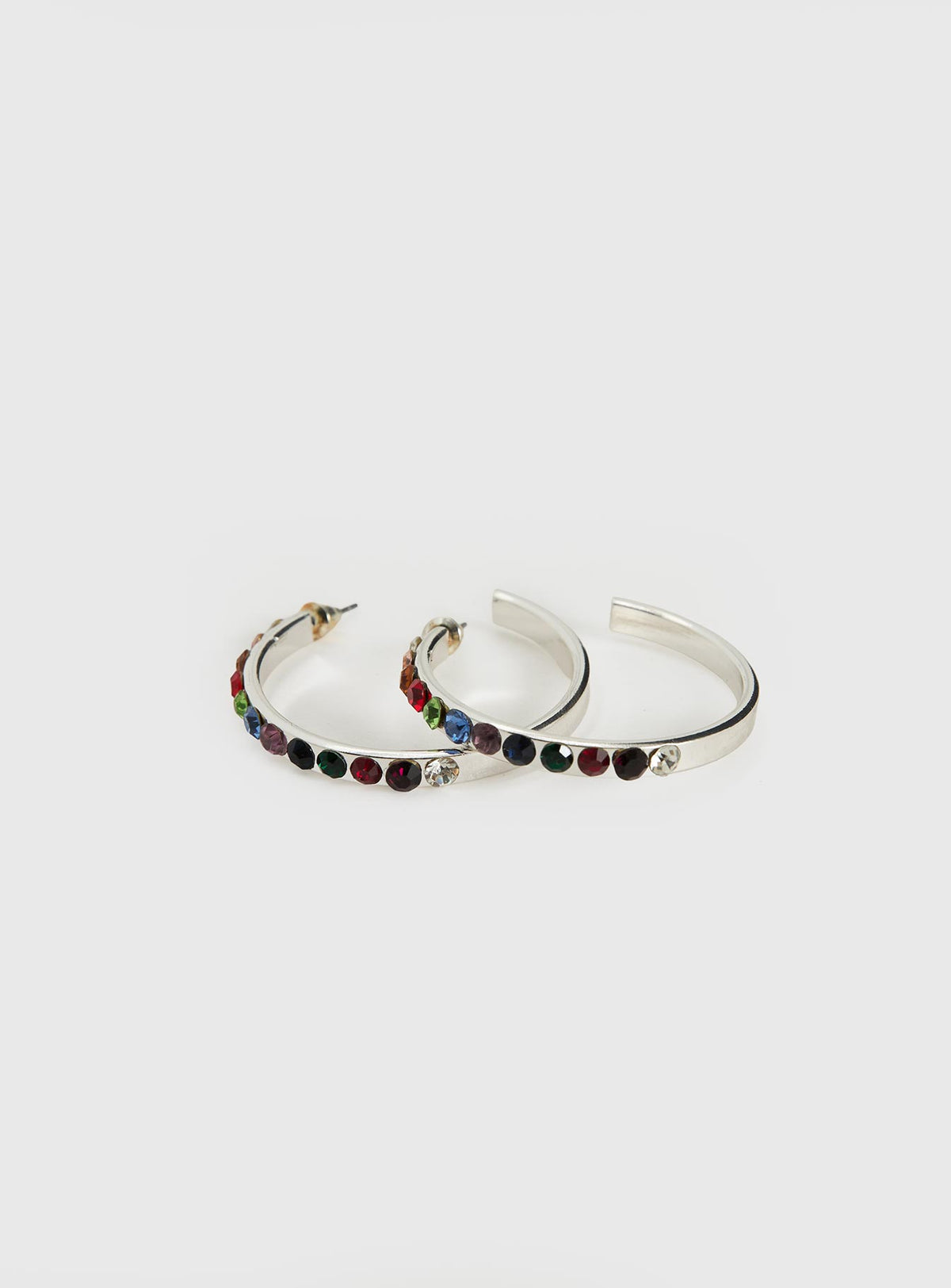 Leanah Gemstone Hoop Earrings Silver