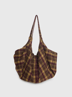 Sonora Oversized Tote Bag Brown Check