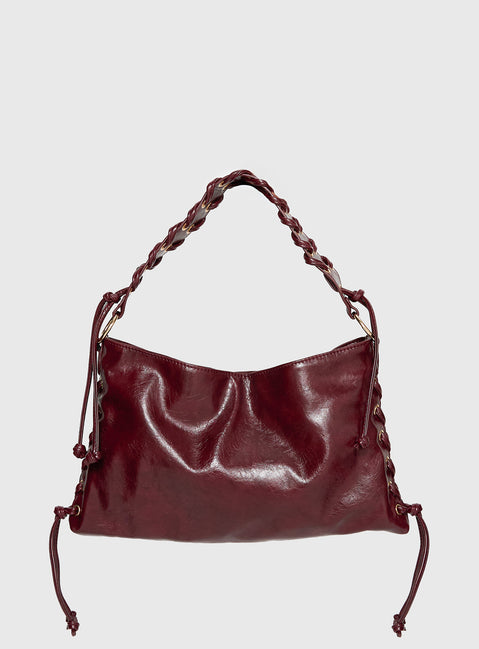 Amadea Tie Detail Shoulder Bag Burgundy