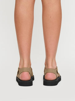 Enya Sandals Tan Faux Suede
