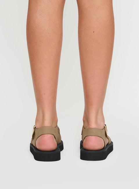 Enya Sandals Tan Faux Suede