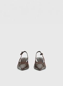 Tiptoe Slingback Heels Brown