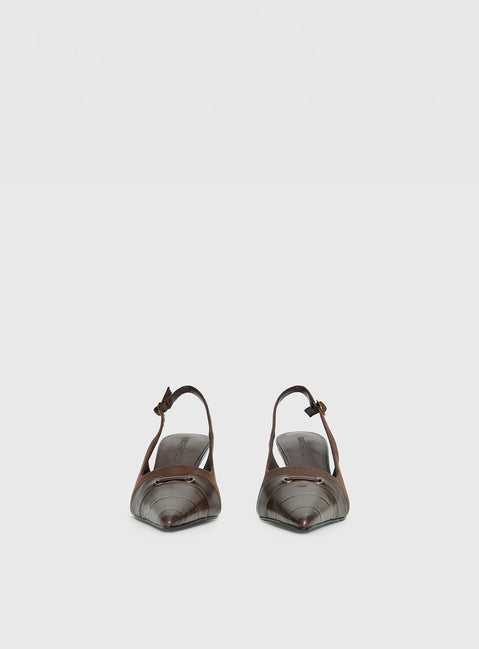 Tiptoe Slingback Heels Brown