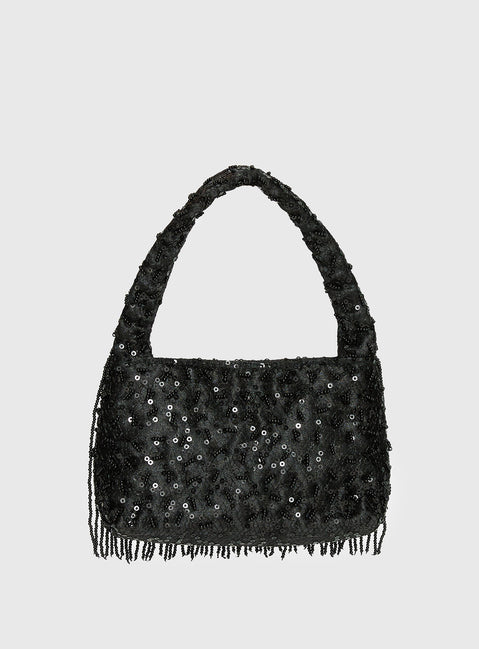 Kiss Goodbye Beaded Tassel Bag Black