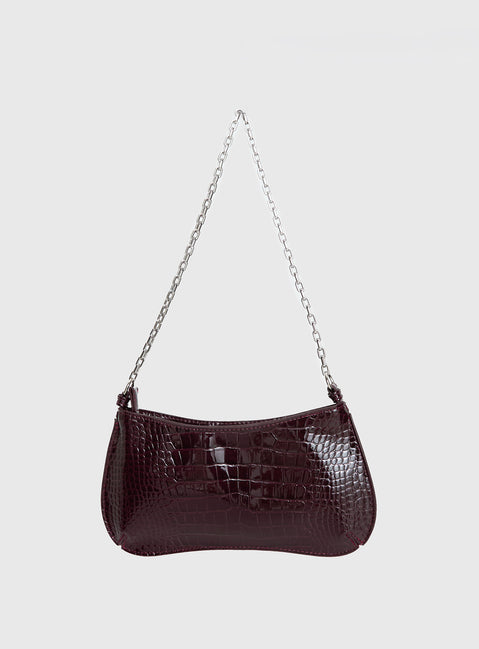Gwynne Faux Leather Shoulder Bag Cherry Lacquer