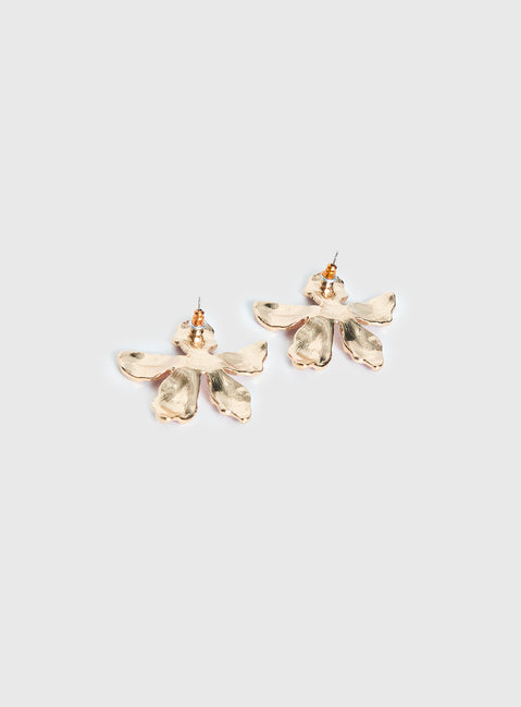 Ysabelle Flower Earrings Pink / Red