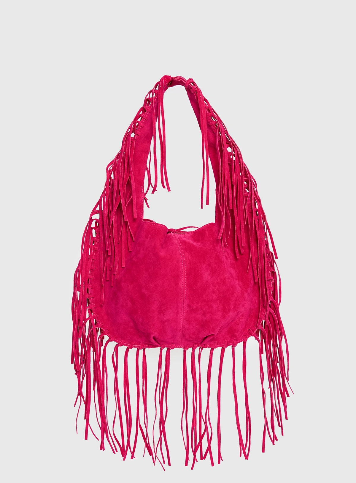 Currents Faux Suede Tassel Shoulder Bag Pink