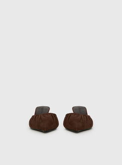 Admiration Pointed Toe Faux Suede Heels Brown