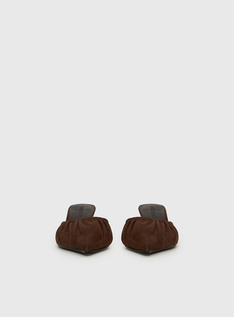Admiration Pointed Toe Faux Suede Heels Brown
