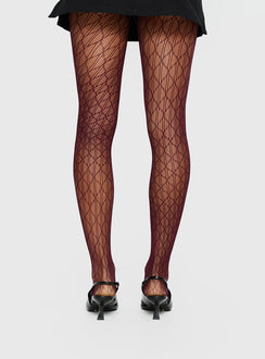 Amelyn Textured Sheer Tights Red