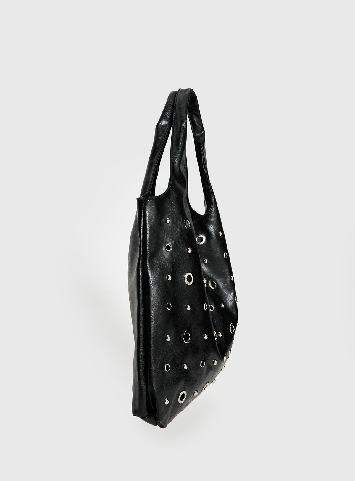 Find Your Love Eyelet Detail Shoulder Bag Black