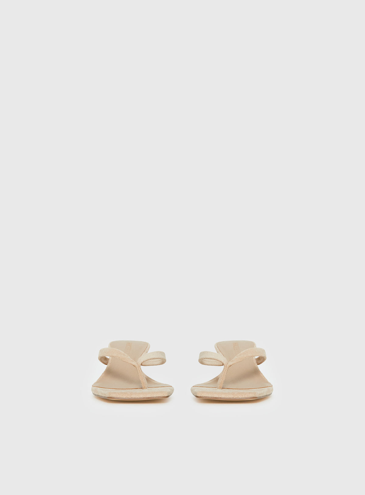 So Exclusive Faux Suede Thong Heels Tan