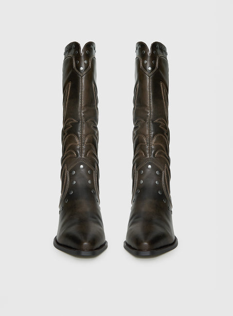 Billini Damica Cowboy Boots Washed Brown
