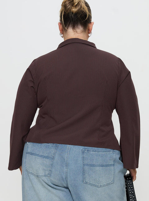 Anni Pinstripe Shirt Brown Curve