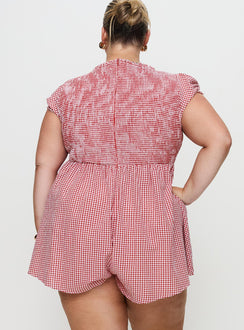 Wescott Gingham Playsuit Red / White Curve