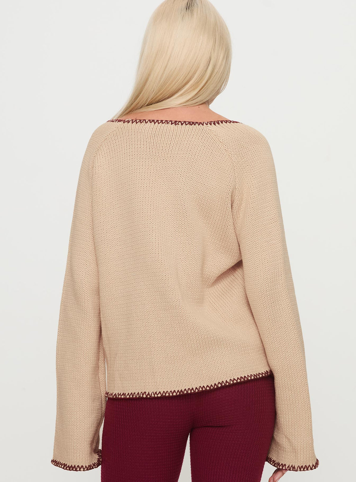back view of model wearing Princess Polly Kiss Goodbye Knit Cardigan Multi regular Jumpers 