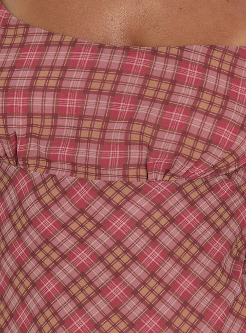 Avienna Maxi Dress Pink Check