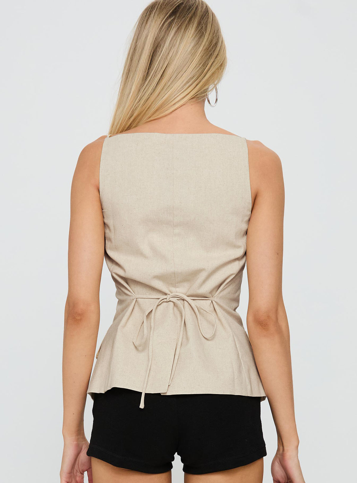 Embark Button Up Top Beige