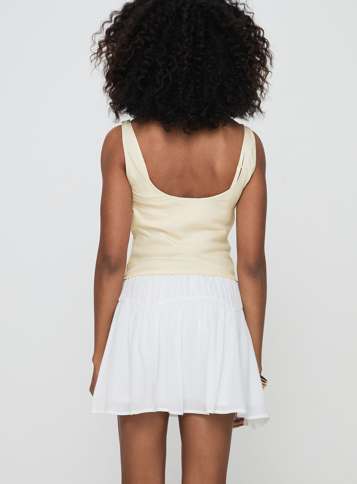 back view of model wearing Princess Polly Cherry On Top Mini Skirt White Mini Skirts Skirts 