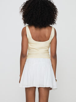 back view of model wearing Princess Polly Cherry On Top Mini Skirt White Mini Skirts Skirts 
