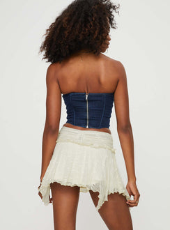 Front view of model wearing  front Ayra Lace Mini Skirt Cream Princess Polly  Mini Skirts 