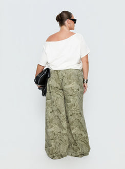 back view of model wearing Princess Polly Mckinley Mid Rise Wide Leg Jeans Camouflage Curve Mid Rise Jeans Jeans 