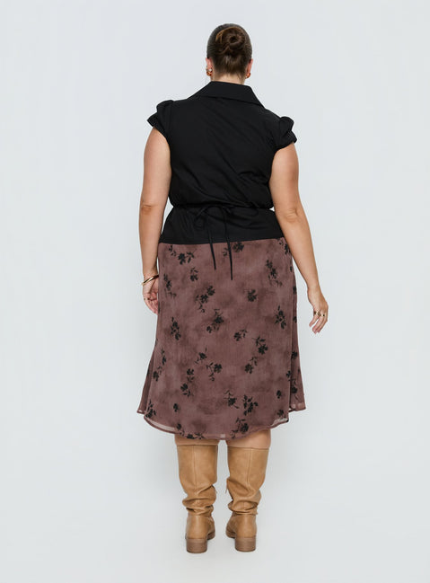 back view of model wearing Princess Polly Moses Midi Skirt Multi Curve Midi Skirts Skirts 