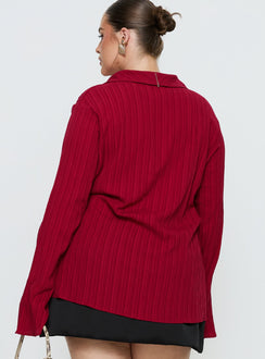 Beatris Long Sleeve Top Red Curve