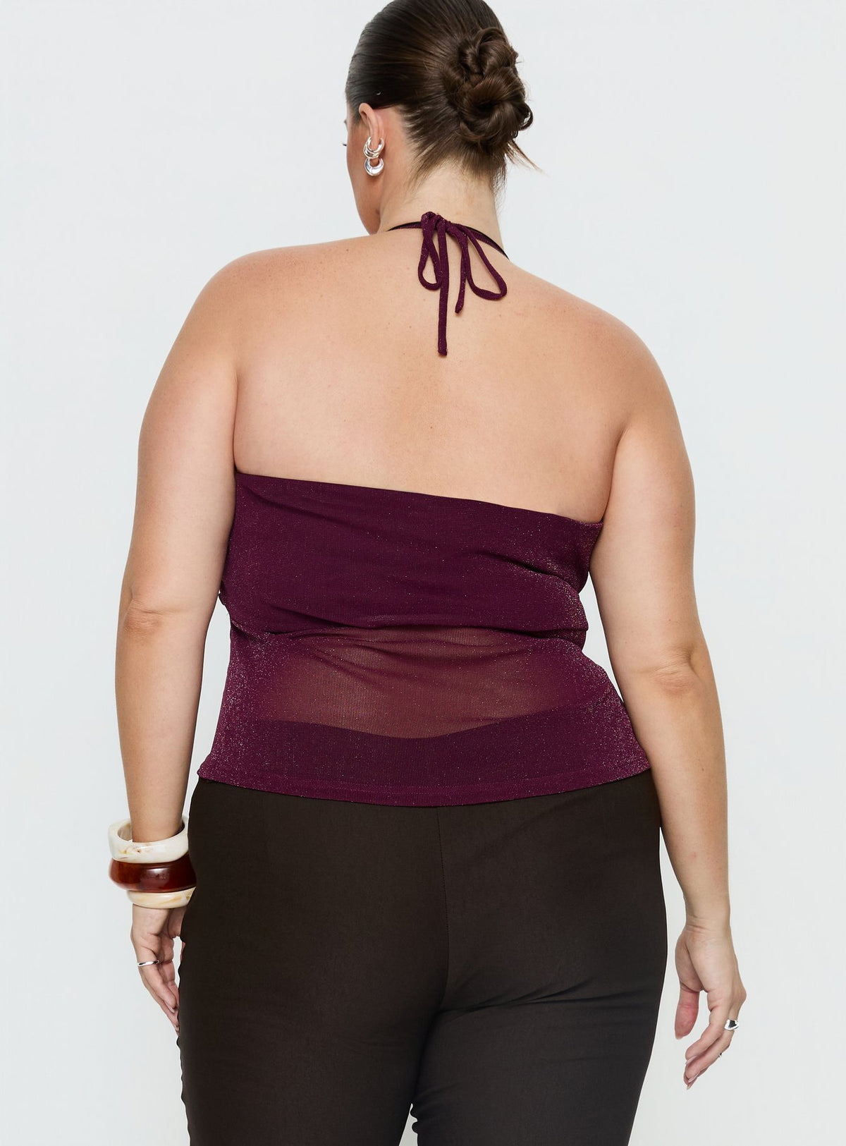 Averee Halter Top Plum Sparkle Curve