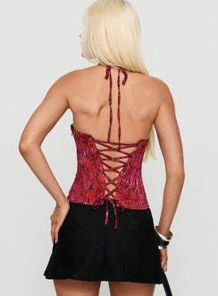 Joylene Lace Up Corset Red / Black