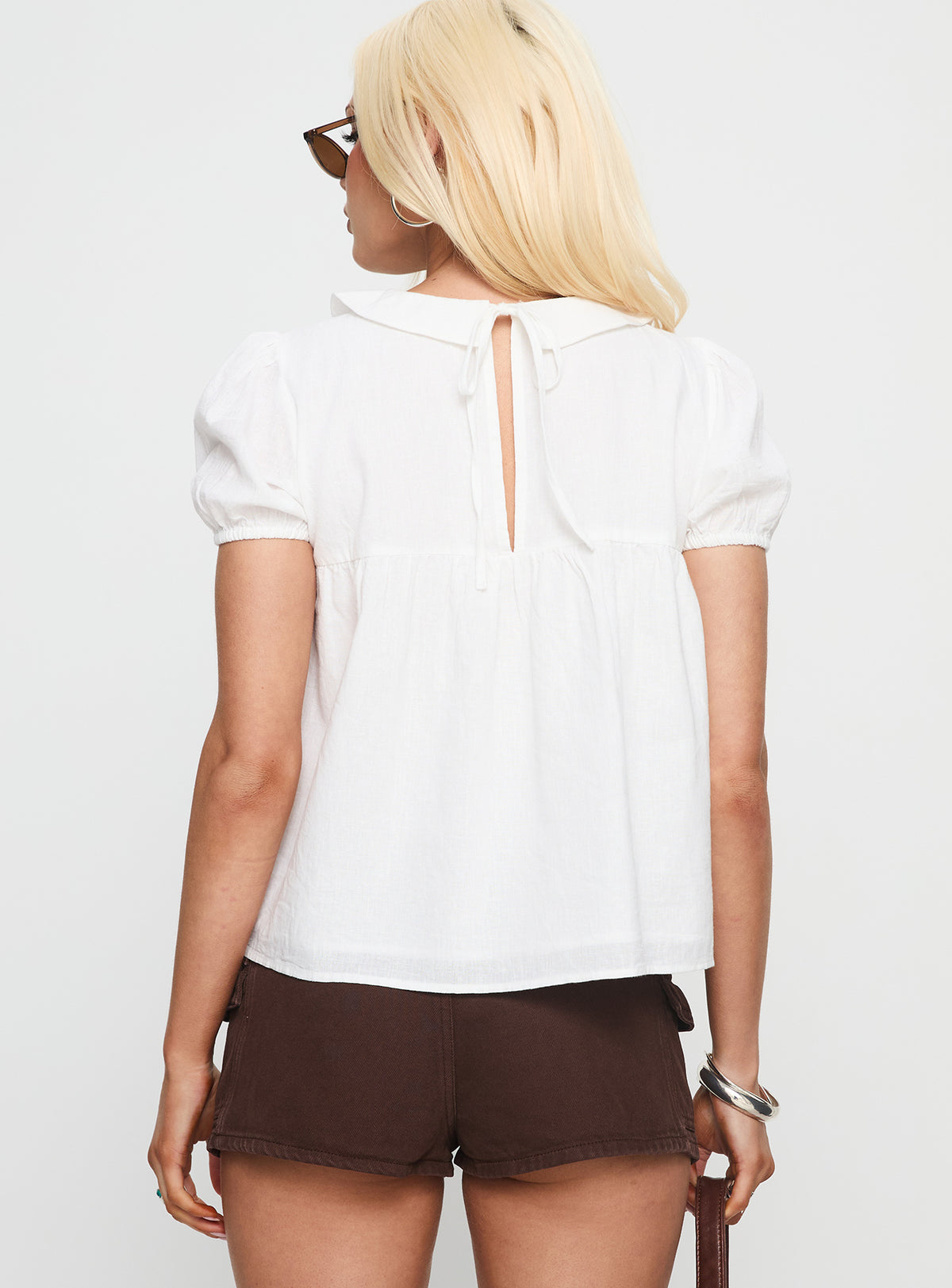 Vaylen Collared Blouse Top White