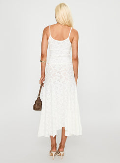 back view of model wearing Princess Polly Tidal Midi Skirt Foam Midi Skirts 