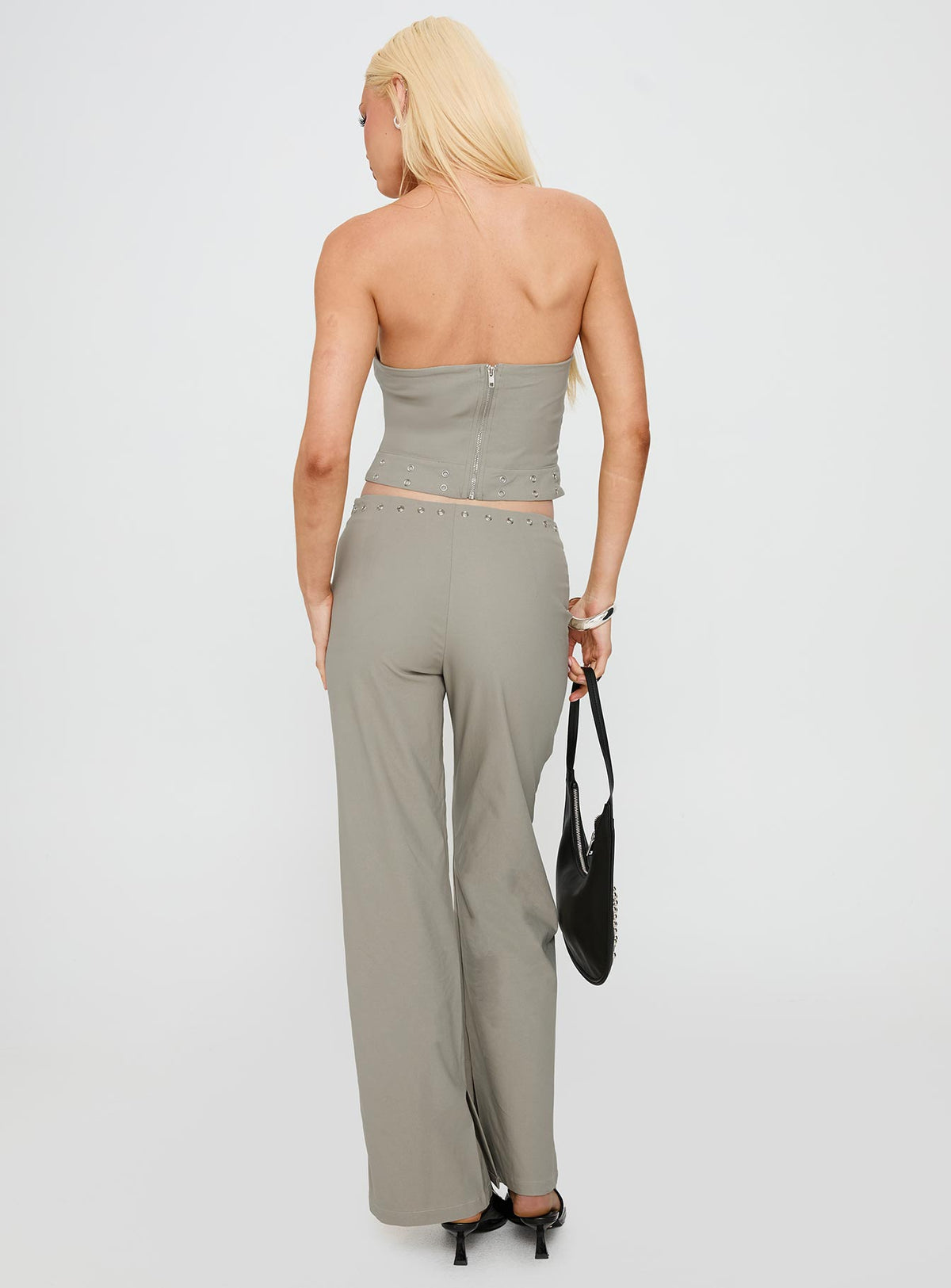 back view of model wearing Princess Polly Passionette Pants Olive Pants 