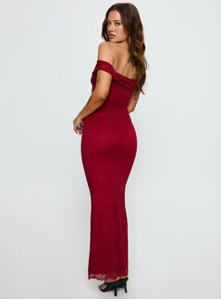 Anabeila Strapless Frill Maxi Dress Red